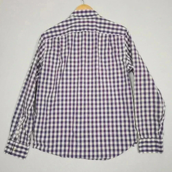 J Crew Men's Button Down Long Sleeve Shirt Medium 100% Cotton Purple Checkered‎ - Picture 10 of 16